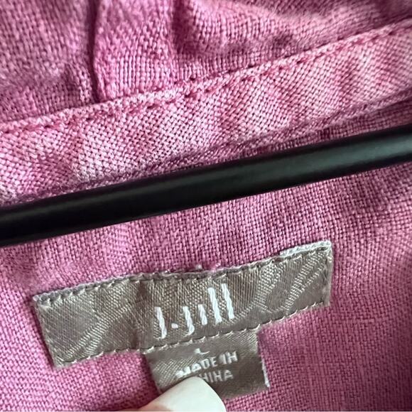 J Jill Pink Hooded Dress 100% Linen Lagenlook Neutral Casual Large - Picture 2 of 7